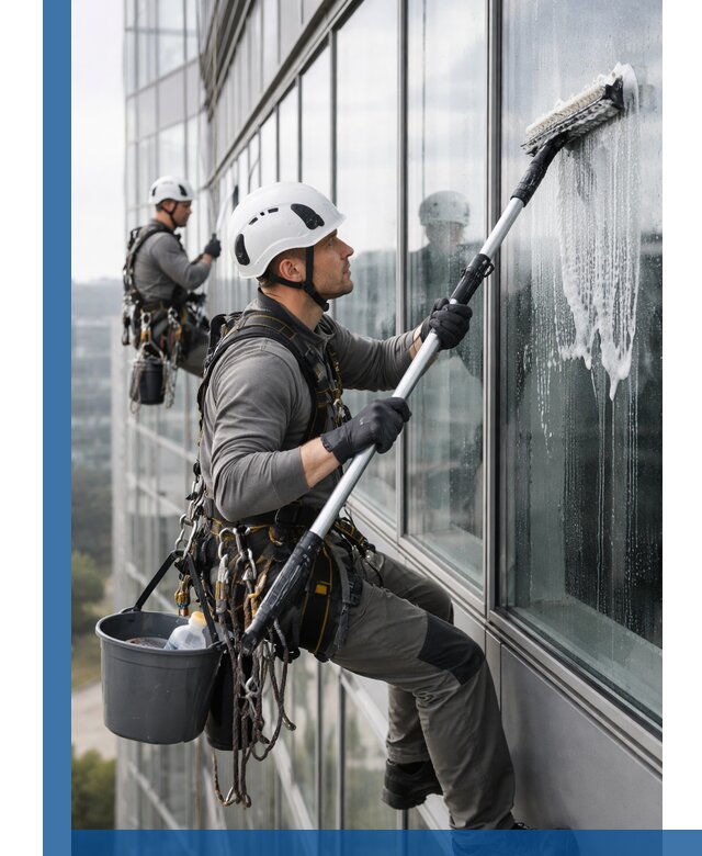 Высотная мойка сплошного остекления с выездом в Сланцах