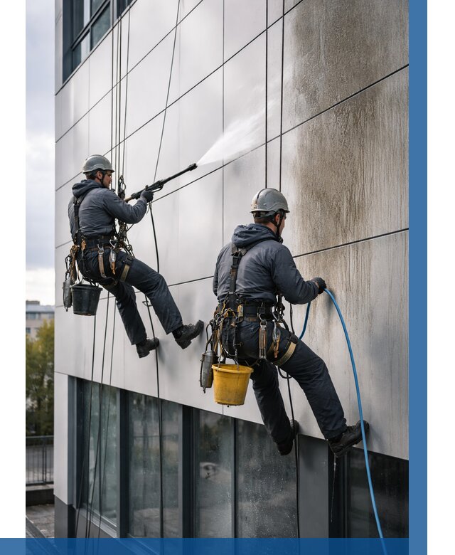 Мойка фасада из композита в Сланцах по цене от 310 р. | ВЫСОТНИК-Слы