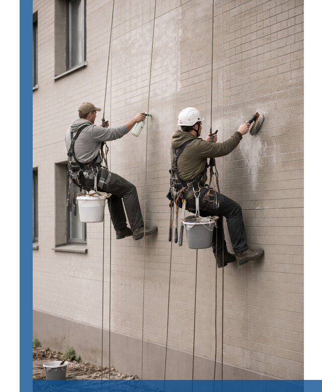 Удаление высолов с фасада зданий в Сланцах без повреждений и следов