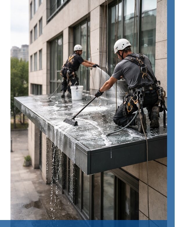 Мойка козырьков и навесов в Сланцах от 3616 р. | ВЫСОТНИК-Слы