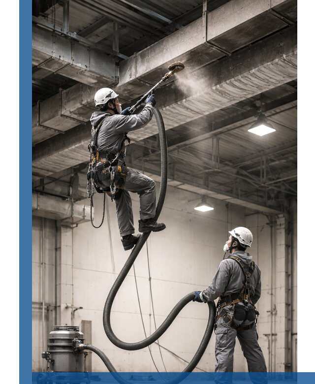 Обеспыливание потолочных конструкций в Сланцах промышленным альпинизмом