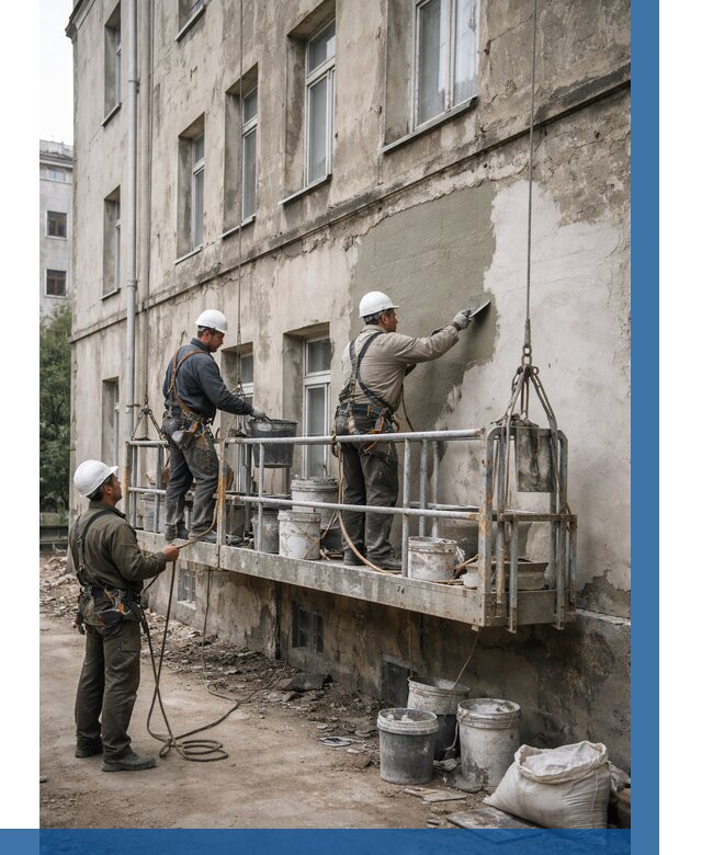 Капитальный ремонт фасада в Сланцах от 4339 р. | ВЫСОТНИК-Слы