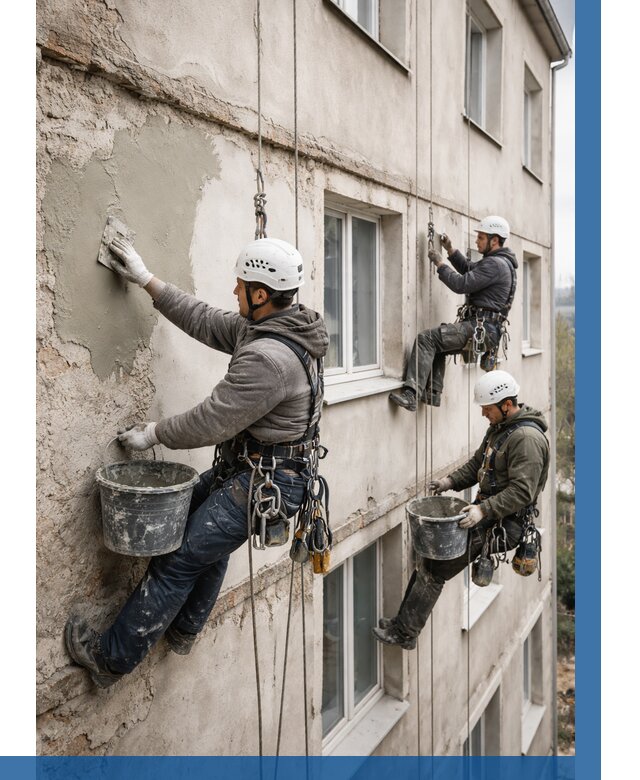 Ремонт штукатурного фасада в Сланцах от 775 р. под ключ | ВЫСОТНИК-Слы