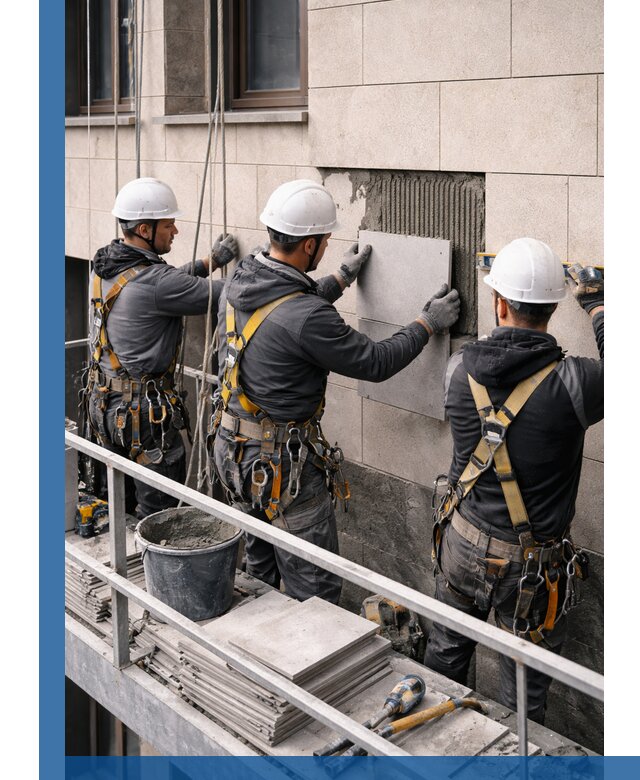 Ремонт облицовки фасада плиткой в Сланцах с гарантией