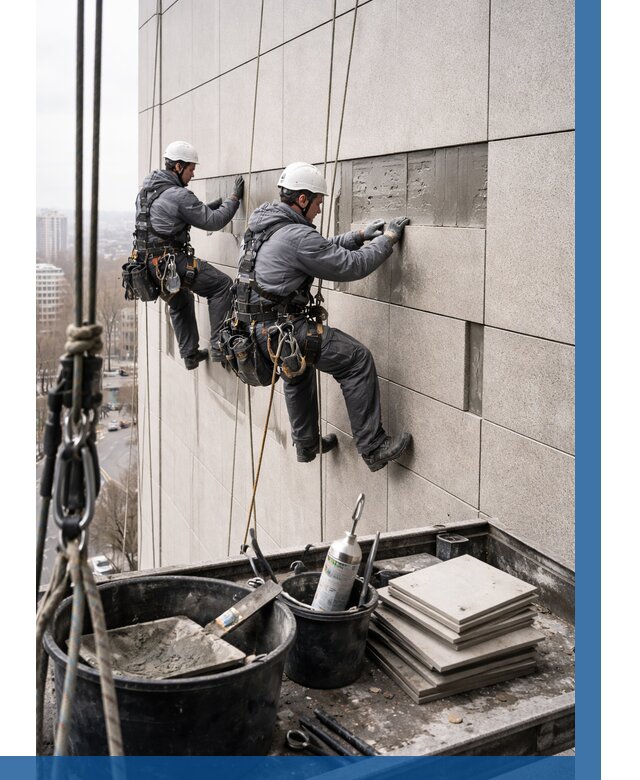 Ремонт фасада из керамогранита в Сланцах от 2583 р. | ВЫСОТНИК-Слы