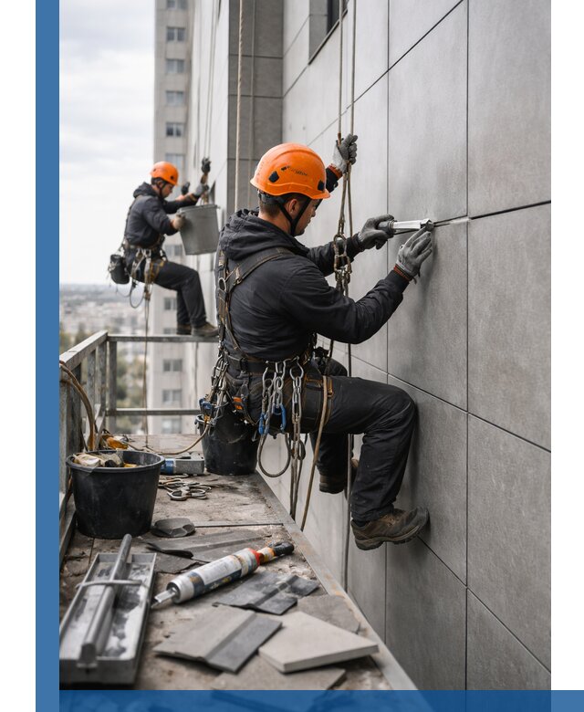 Профессиональный ремонт фасада из керамогранита в Сланцах