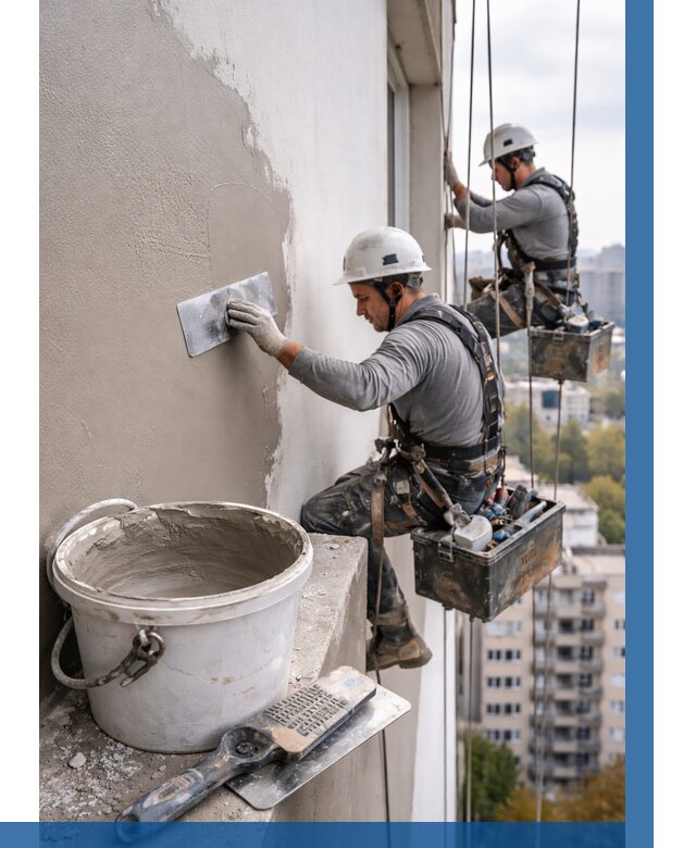 Шпаклевка фасада на высоте в Сланцах от 723 р. | ВЫСОТНИК-Слы