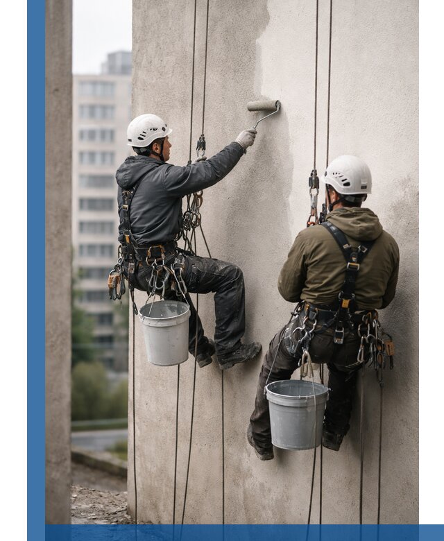 Покраска фасадов высотными альпинистами в Сланцах с гарантией