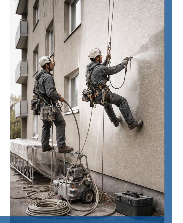 Безвоздушная покраска фасада в Сланцах от 227 р/м² | ВЫСОТНИК-Слы