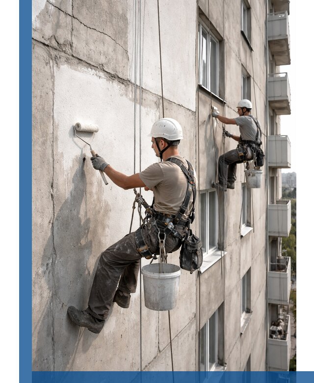 Покраска бетонного фасада в Сланцах для жилых и промышленных объектов