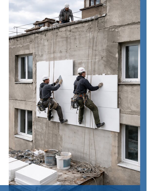 Утепление фасада пенополистиролом в Сланцах от 1860 р. | ВЫСОТНИК-Слы