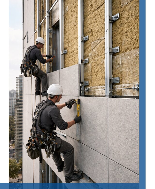 Монтаж вентилируемого фасада в Сланцах от 3616 р. | ВЫСОТНИК-Слы