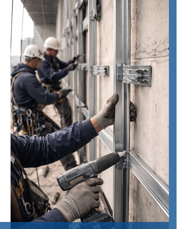 Монтаж подсистемы вентфасада в Сланцах от 878 р. | ВЫСОТНИК-Слы