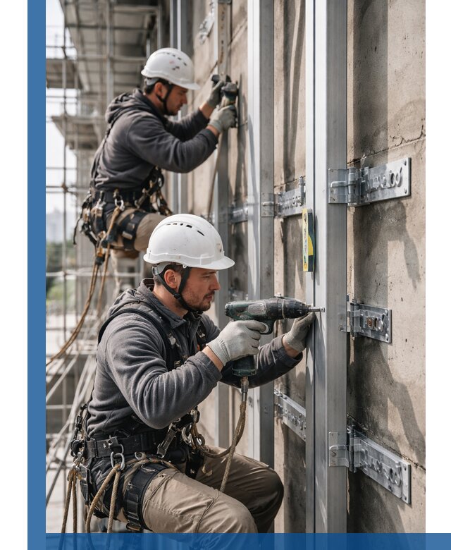 Монтаж и крепление подсистемы вентфасада в Сланцах