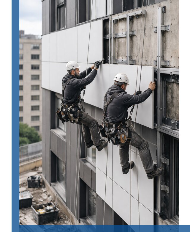 Монтаж композитных панелей фасада в Сланцах под ключ