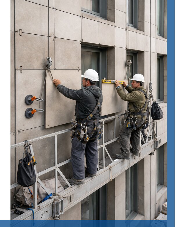 Монтаж керамогранита на фасад в Сланцах от 2583 р. | ВЫСОТНИК-Слы