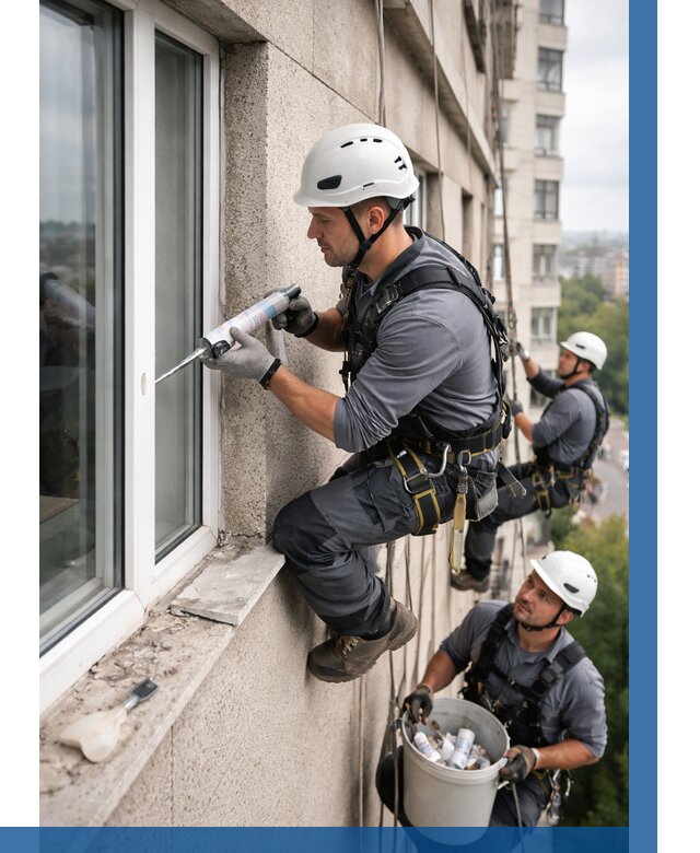 Герметизация оконных швов снаружи в Сланцах от 1550 р. | ВЫСОТНИК-Слы