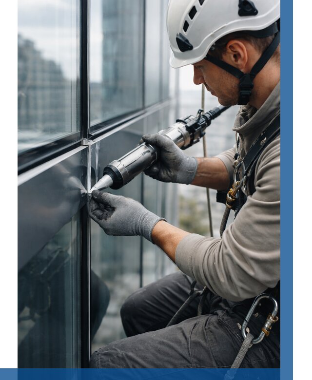 Герметизация стыков витража в Сланцах от 1240 р. | ВЫСОТНИК-Слы