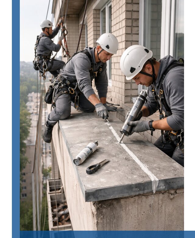 Герметизация балконного козырька в Сланцах профессионально