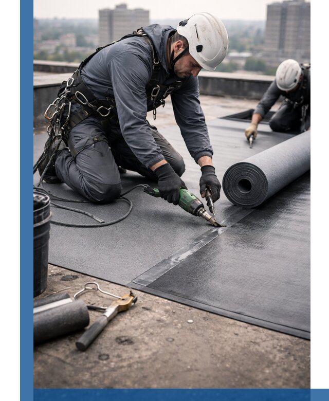 Ремонт мягкой кровли в Сланцах с выездом промальпинистов