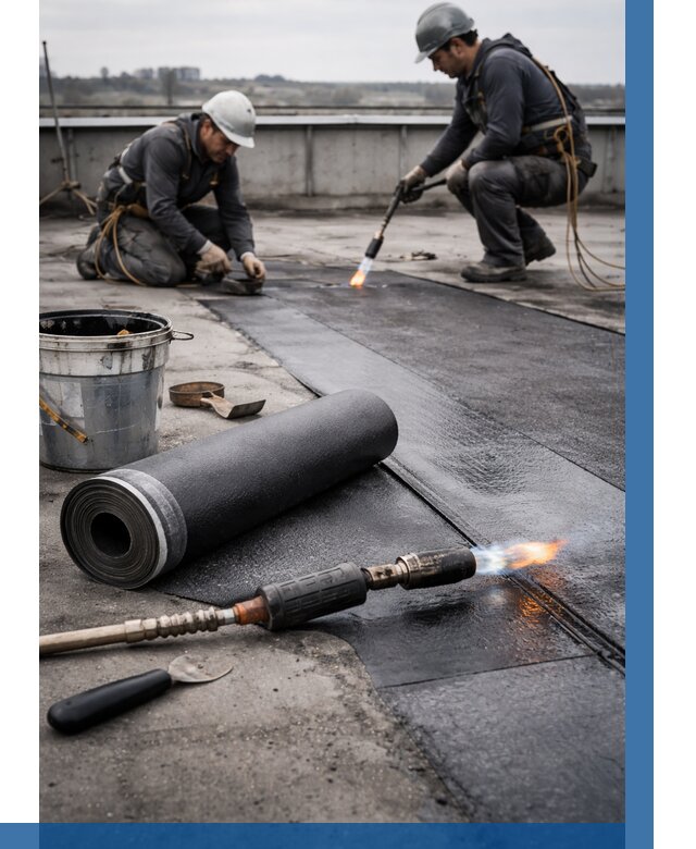 Ремонт рулонной кровли в Сланцах от 672 р. | ВЫСОТНИК-Слы