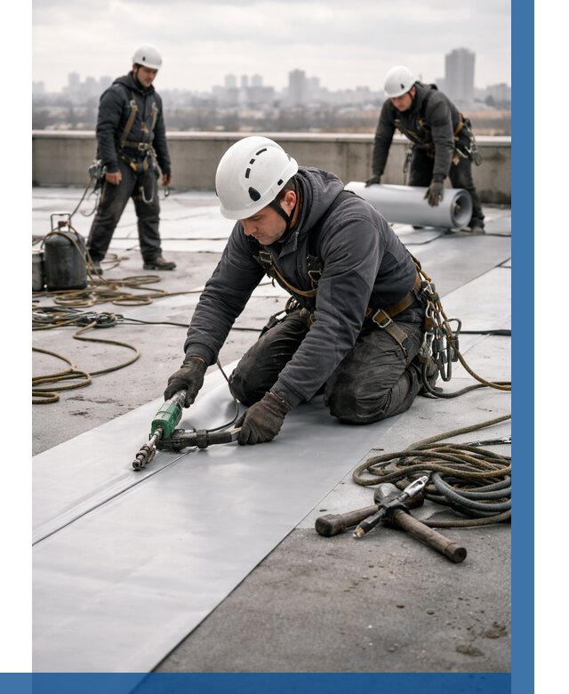 Ремонт мембранной кровли в Сланцах от 1860 р./м2 | ВЫСОТНИК-Слы