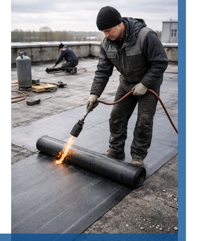 Ремонт наплавляемой кровли в Сланцах от 723 р. | ВЫСОТНИК-Слы