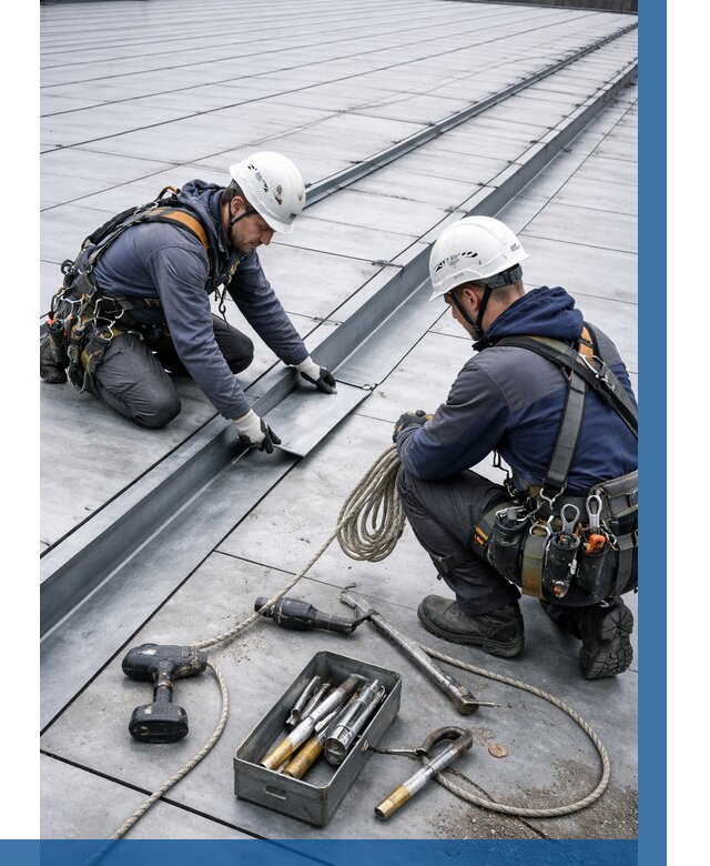 Ремонт фальцевой кровли в Сланцах от 723 р. | ВЫСОТНИК-Слы