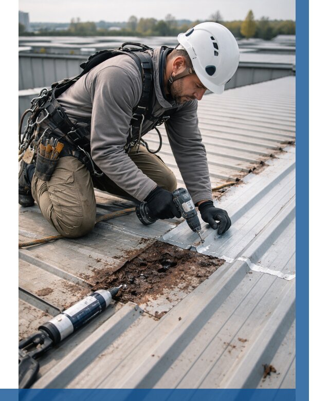 Ремонт профнастила на кровле в Сланцах от 723 р. | ВЫСОТНИК-Слы