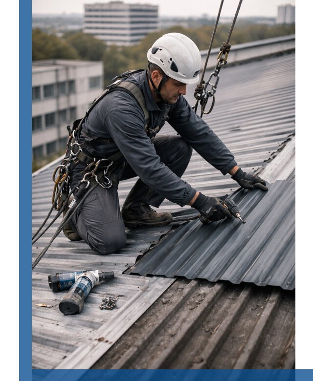 Ремонт профнастила на кровле в Сланцах, работы под ключ