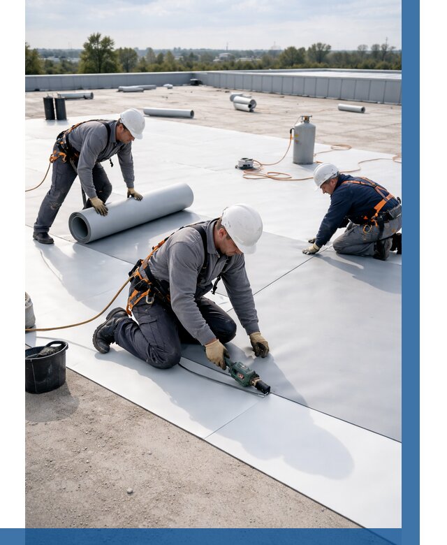 Монтаж мембранной кровли под ключ в Сланцах от 1240 р. | ВЫСОТНИК-Слы