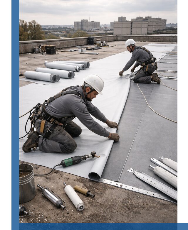 Монтаж мембранной кровли в Сланцах для промышленных зданий