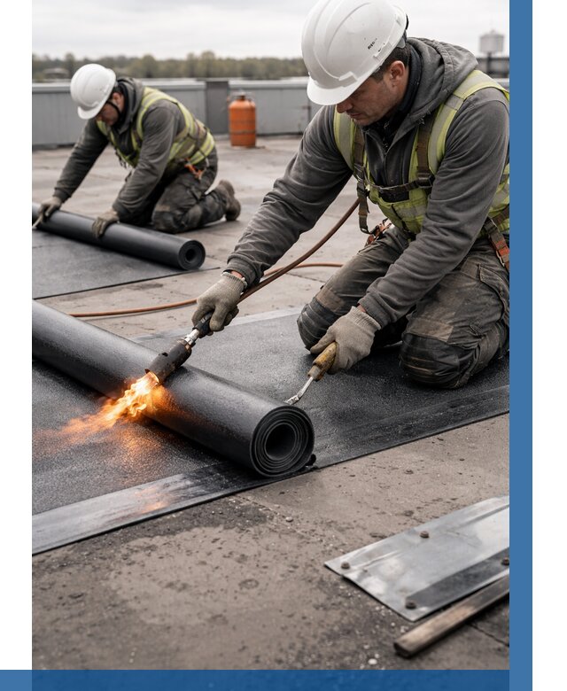 Монтаж наплавляемой кровли в Сланцах от 878 р. — ВЫСОТНИК-Слы