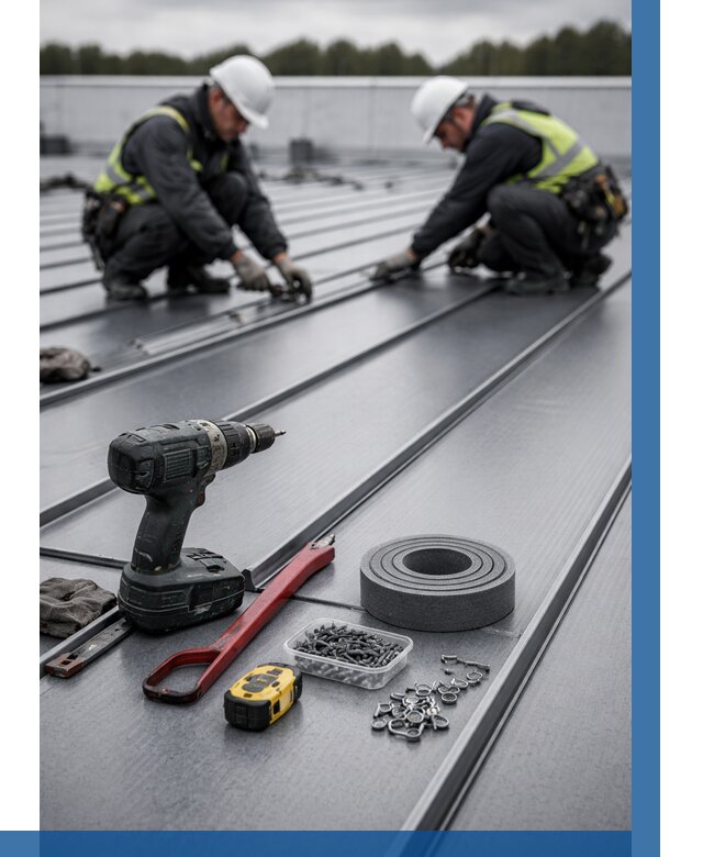 Монтаж фальцевой кровли в Сланцах от 1860 р. | ВЫСОТНИК-Слы