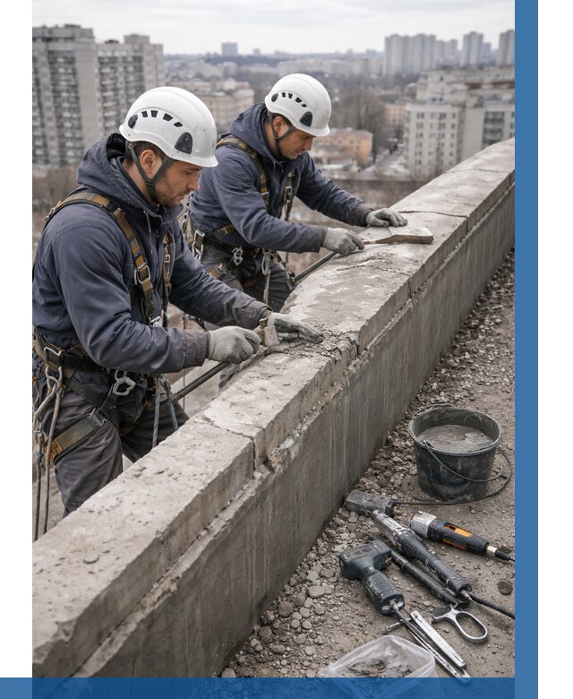 Ремонт парапета на кровле в Сланцах от 1550 р. | ВЫСОТНИК-Слы