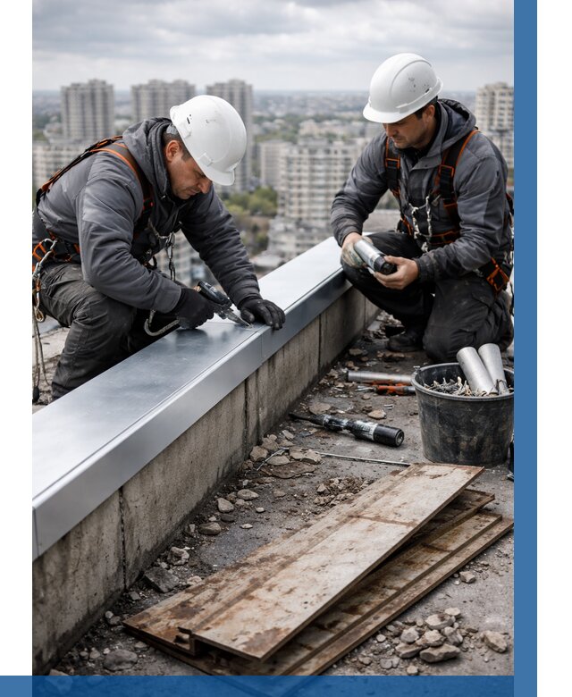 Замена парапетных крышек под ключ в Сланцах от 1240 р. | ВЫСОТНИК-Слы