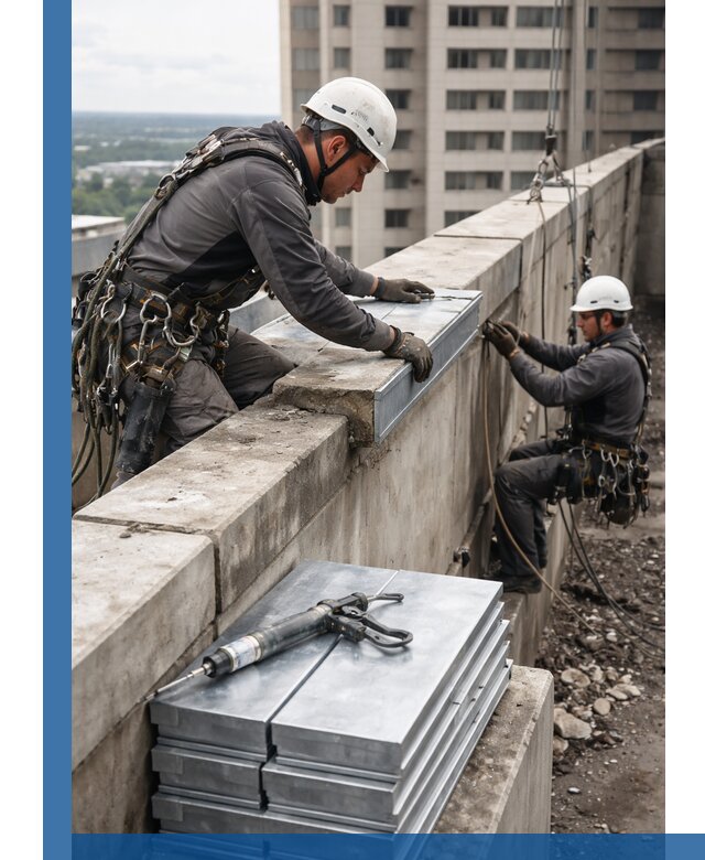 Замена парапетных крышек и установка новых в Сланцах