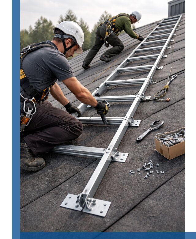 Профессиональный монтаж кровельной лестницы в Сланцах под ключ