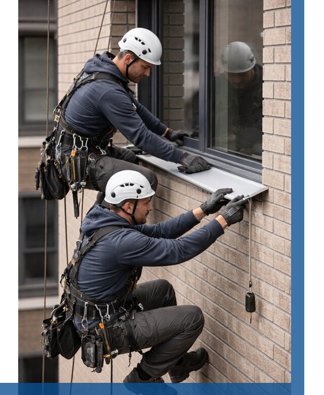 Монтаж оконных отливов под ключ в Сланцах от 3616 р. | ВЫСОТНИК-Слы