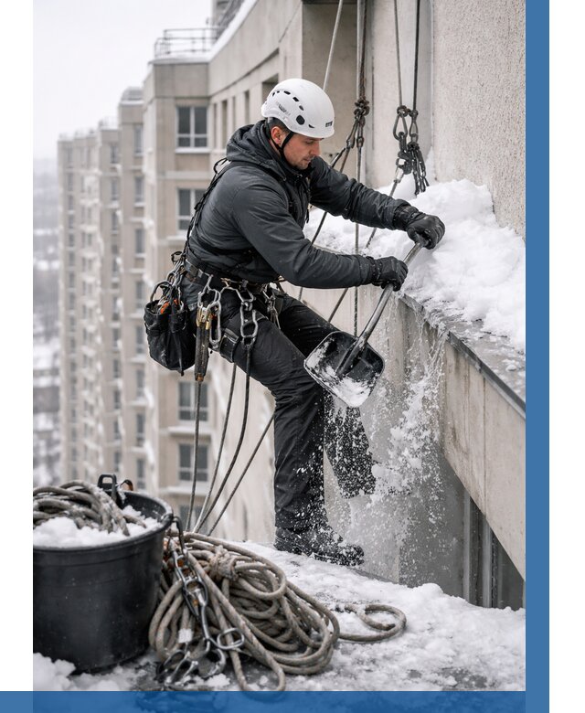 Очистка карнизов от снега в Сланцах от 310 р. | ВЫСОТНИК-Слы