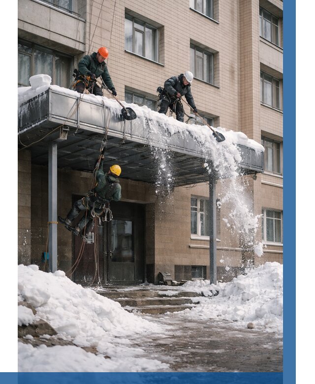 Очистка козырьков от снега в Сланцах от 3616 р. | ВЫСОТНИК-Слы