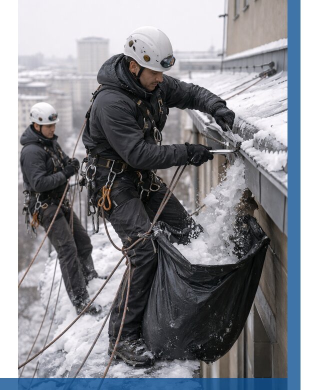 Аварийная очистка крыши в Сланцах под ключ от 310 р. | ВЫСОТНИК-Слы