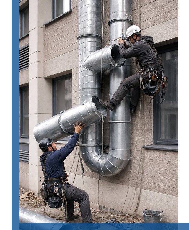 Монтаж фасадных воздуховодов в Сланцах с герметизацией и крепежом