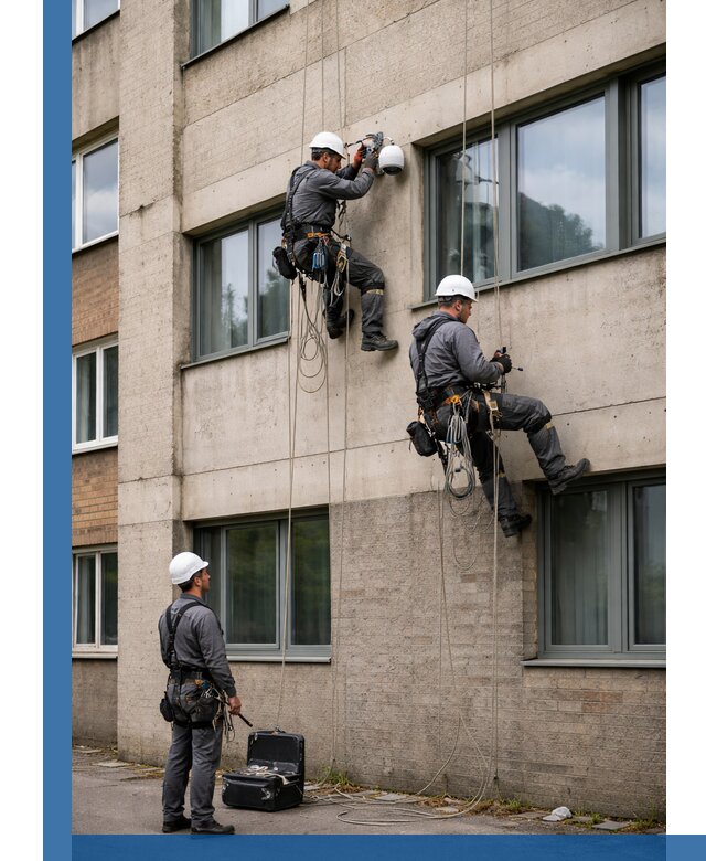 Монтаж фасадных камер видеонаблюдения в Сланцах под ключ