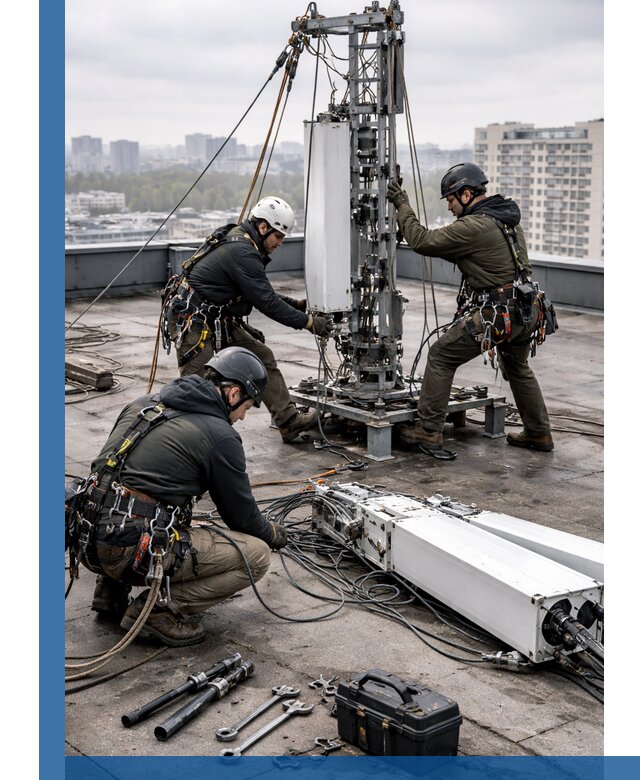 Демонтаж антенн на крыше зданий в Сланцах с гарантией