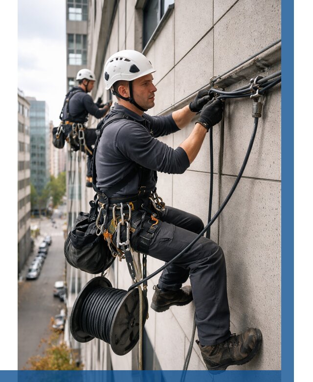 Прокладка кабеля по фасаду в Сланцах от 362 р. | ВЫСОТНИК-Слы