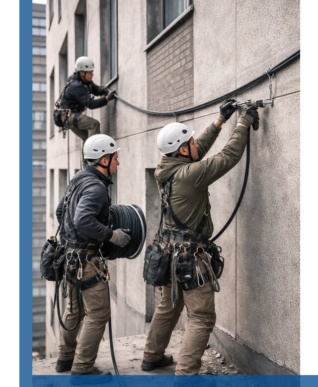 Прокладка кабеля по фасаду в Сланцах, профессиональный монтаж