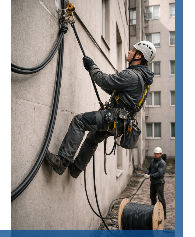 Протяжка кабеля питания на высоте в Сланцах от 465 р. | ВЫСОТНИК-Слы
