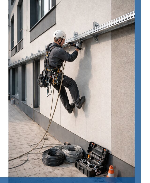 Монтаж кабельных лотков на фасаде в Сланцах от 1240 р. | ВЫСОТНИК-Слы