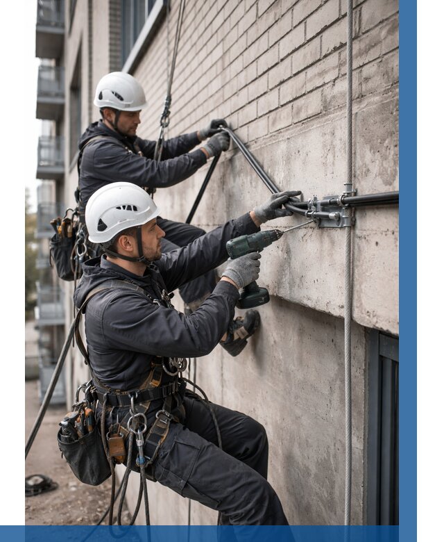 Крепление кабеля на фасаде в Сланцах от 362 р. | ВЫСОТНИК-Слы